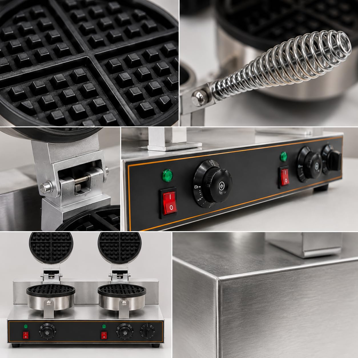 Gurubhai Equipments Commercial Waffle Maker Machine, Electric Belgian Waffle Baker, Professional Waffle Machine for Cafe Bakery Restaurant Food Stall