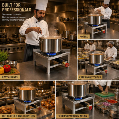 Gurubhai Equipments Square Catering Burner Heavy Duty LPG Gas Stove Commercial Cooking Burner for Hotel Restaurant Catering Kitchen