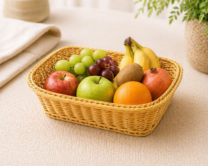 Gurubhai Equipments Wicker Basket with Handle, Handwoven Storage and Carry Basket for Home, Kitchen, Laundry and Gift Hampers