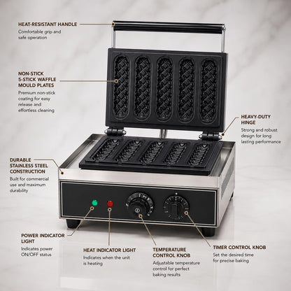 Gurubhai Equipments Commercial Waffle Maker Machine, Electric Belgian Waffle Baker, Professional Waffle Machine for Cafe Bakery Restaurant Food Stall