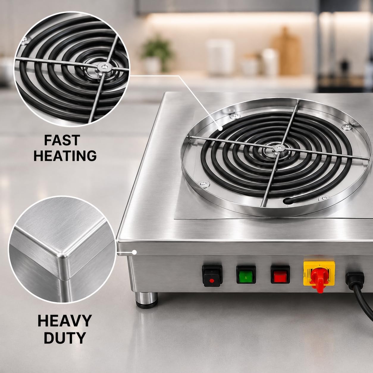 Gurubhai Equipment Commercial Induction Cooktop | Induction Stove with Temperature Control | Heavy Duty Induction Cooker for Restaurant, Hotel & Catering Kitchen