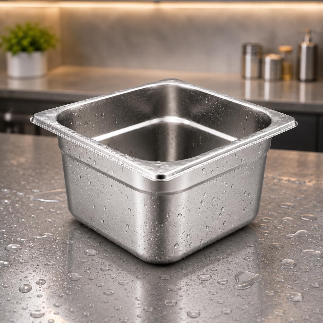 GURUBHAI EQUIPMENTS Gn Pan Food Container 1/2 100mm (4" Deep) Stainless Steel Gastronorm Pan with Lid-(Set of 1) – Easy-to-Clean Food Storage Solution for Commercial Kitchens, Catering use