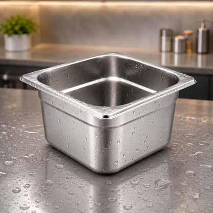 GURUBHAI EQUIPMENTS Gn Pan Food Container 1/2 100mm (4" Deep) Stainless Steel Gastronorm Pan with Lid-(Set of 1) – Easy-to-Clean Food Storage Solution for Commercial Kitchens, Catering use