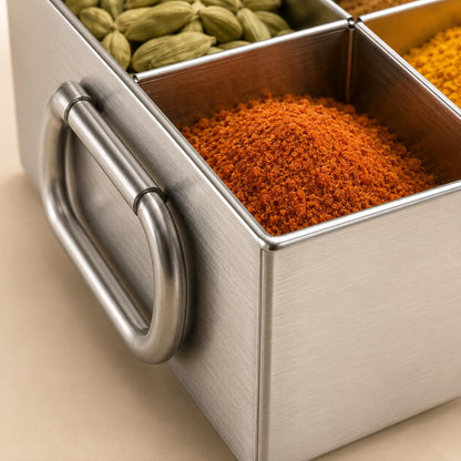 GURUBHAI EQUIPMENTS Stainless Steel Masala Peti | Compartments Spice Box | Masala Container | Spice Box for Kitchen, Restaurant & Hotel use