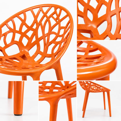 GURUBHAI EQUIPMENTS Plastic Dining Chair Cafe Restaurant Chair Commercial Seating for Home Indoor Outdoor Use Orange Pack of 4