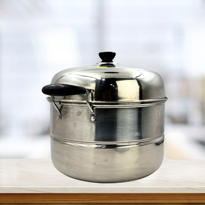Gurubhai Equipments Stainless Steel Momos Steamer Cooker – 3 Tier, 30 cm with Lid – Multipurpose Steamer for Momos, Modak, Idli & Vegetables – Induction & Gas Stove Compatible – Silver