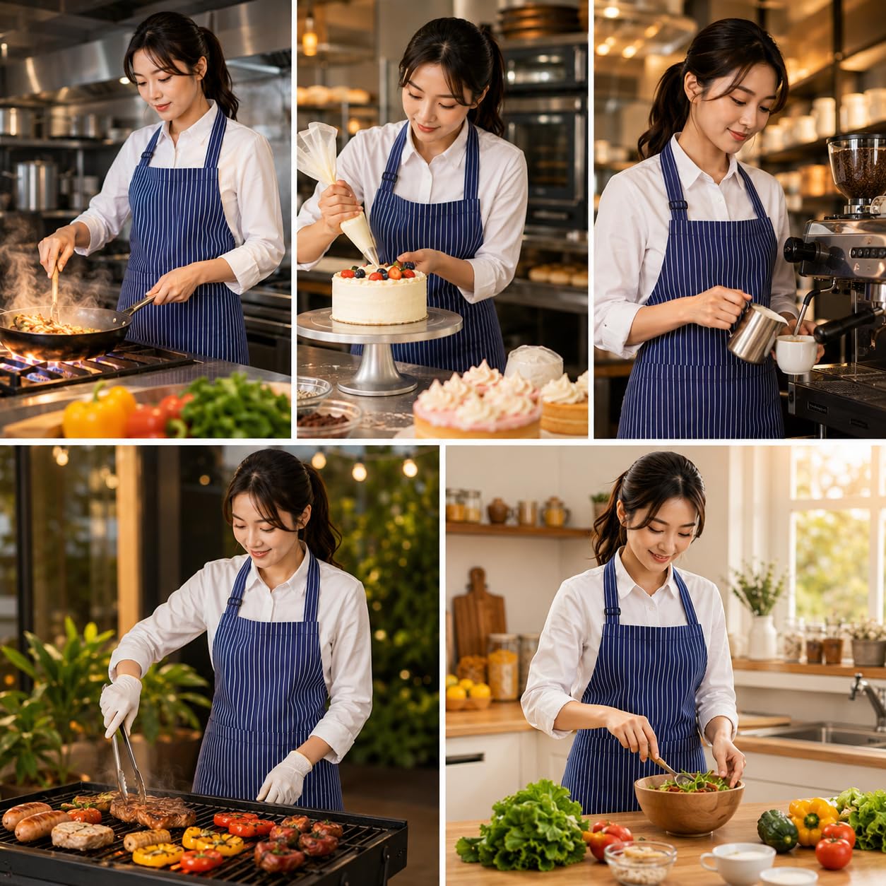 GURUBHAI EQUIPMENTS Chef Apron with Hat Set | Adjustable Kitchen Apron with Front Pocket for Men & Women | Professional Cooking Uniform for Restaurants, Cafés & Catering Use