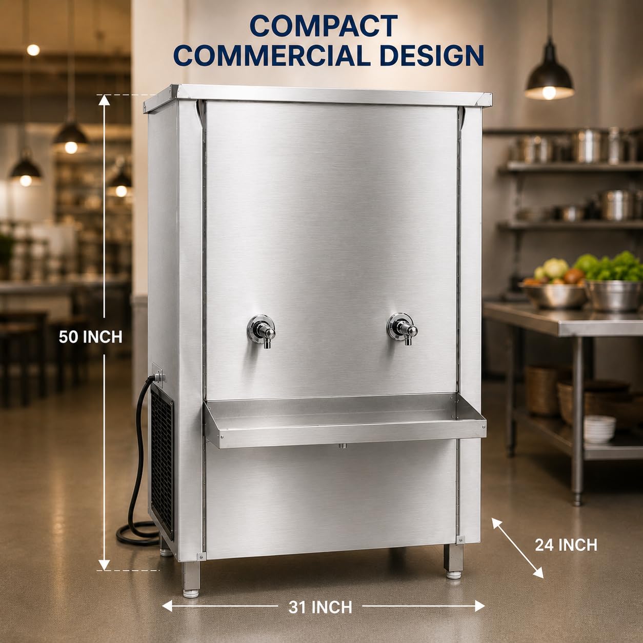 Gurubhai Equipments 200L Stainless Steel Water Cooler | Commercial Drinking Water Cooler Machine | Heavy Duty Electric Water Cooler for Office, School & Restaurant