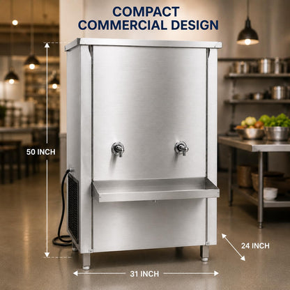 Gurubhai Equipments 200L Stainless Steel Water Cooler | Commercial Drinking Water Cooler Machine | Heavy Duty Electric Water Cooler for Office, School & Restaurant