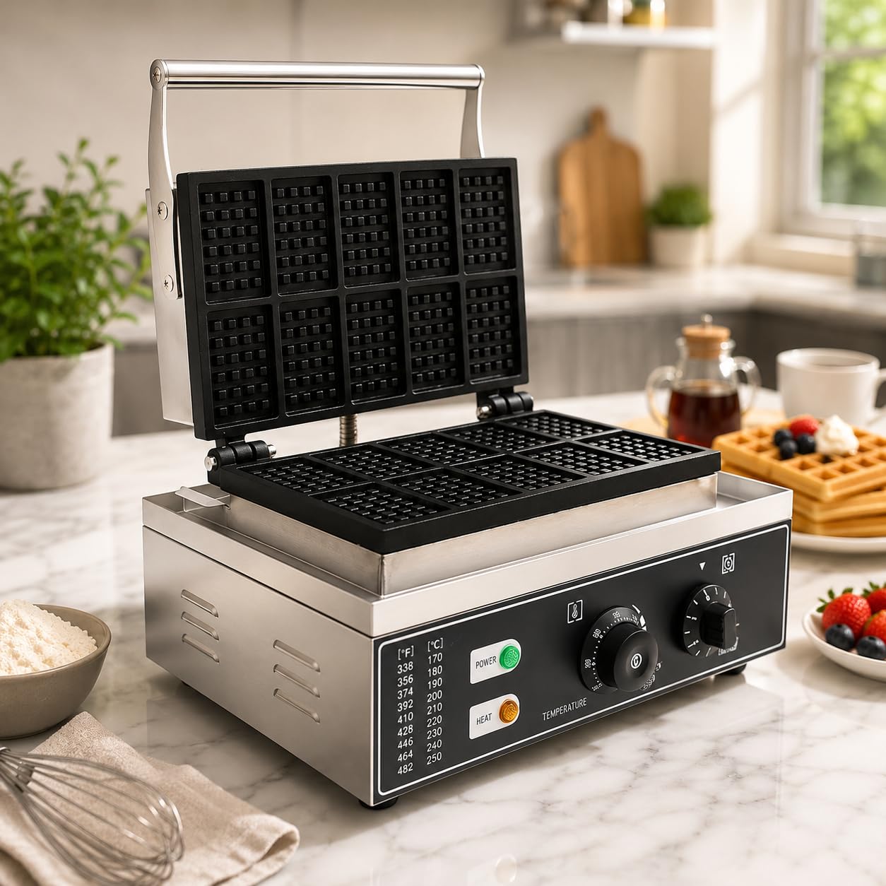 Gurubhai Equipments Biscuit Waffle Machine, Commercial Electric Biscuit Maker, Non-Stick Waffle Biscuit Baker for Cafe Bakery Restaurant