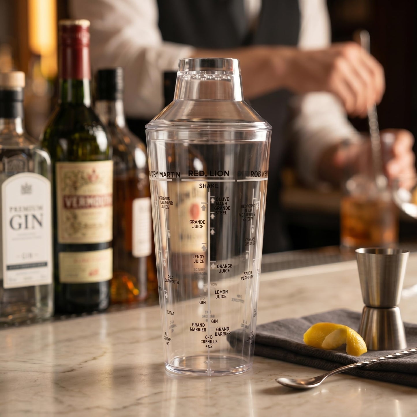Gurubhai Equipments ABS Cocktail Shaker with Built-in Strainer & Leakproof Seal Clear Cocktail Mixer for Margaritas Martinis Mocktails Home Bar Accessories