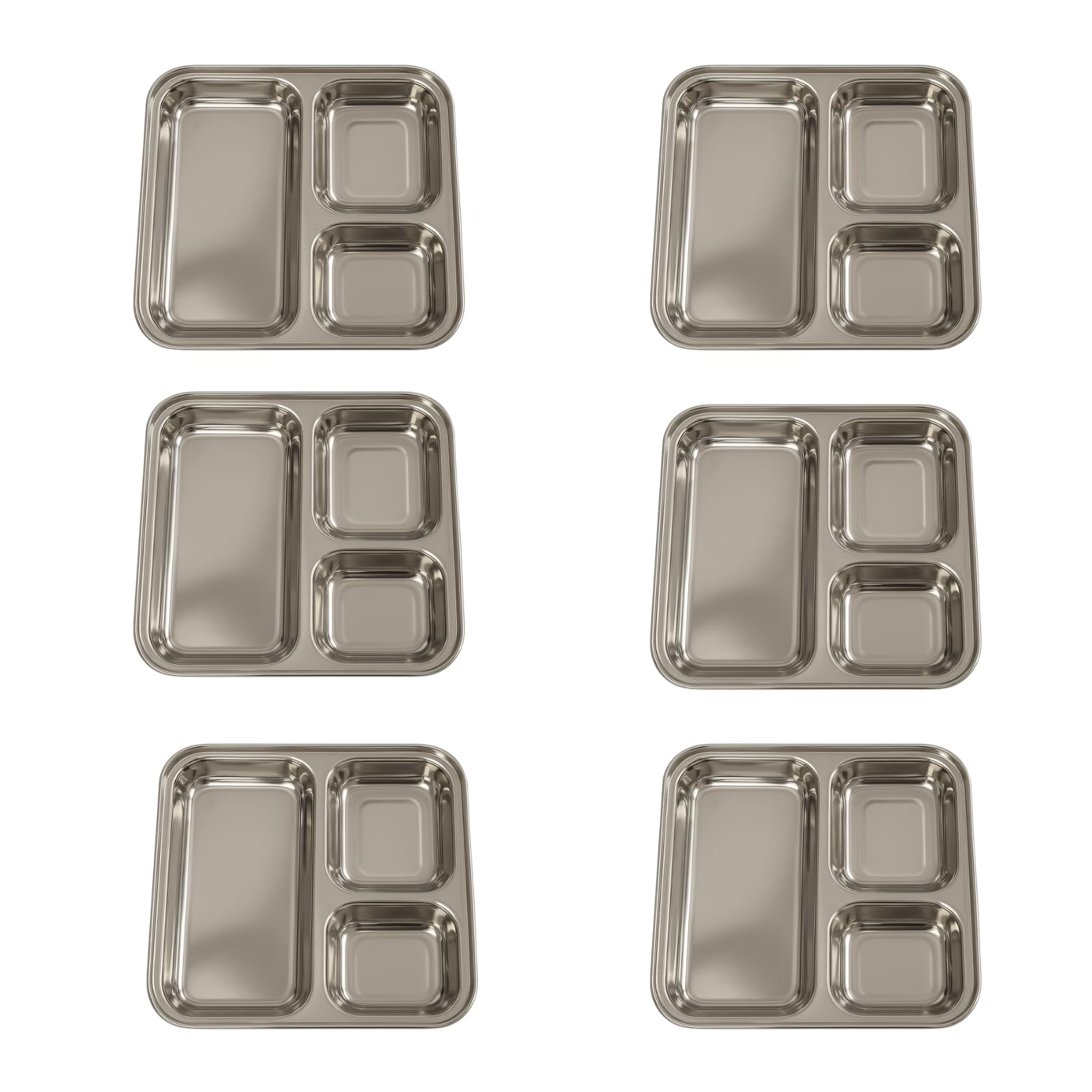 GURUBHAI EQUIPMENTS Stainless Steel Compartment Thali Plates with Sections | Durable Partition Plates for Mess, Canteen, Hostel & Home Dining