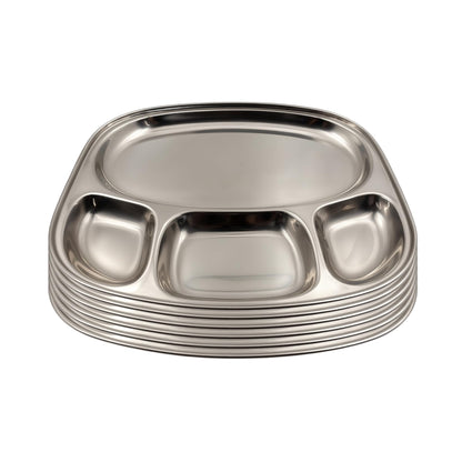 GURUBHAI EQUIPMENTS Stainless Steel Compartment Thali Plates with Sections | Durable Partition Plates for Mess, Canteen, Hostel & Home Dining