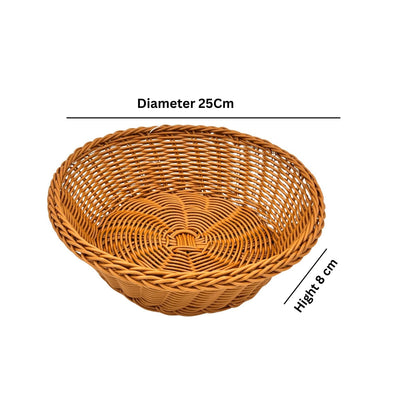 Gurubhai Equipments Round Roti Basket Set of 6 |Bread Basket |Woven Plastic Serving Baskets for Snacks, Chapati, Bakery Items & More | Durable & Easy-to-Clean for Home, Café & Restaurant Use, Brown