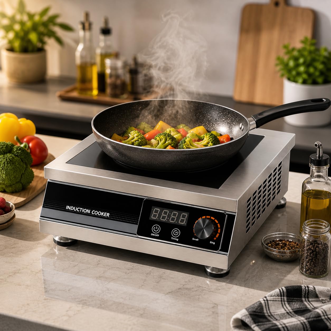 Gurubhai Equipment Commercial Induction Cooktop | Flat Induction Stove with Temperature Control | Heavy Duty Commercial Induction for Restaurant, Hotel & Catering Kitchen
