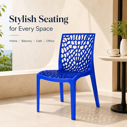 GURUBHAI EQUIPMENTS Dining Chair Plastic Chair for Home Restaurant Cafe Commercial Indoor Outdoor Seating Blue Pack of 4