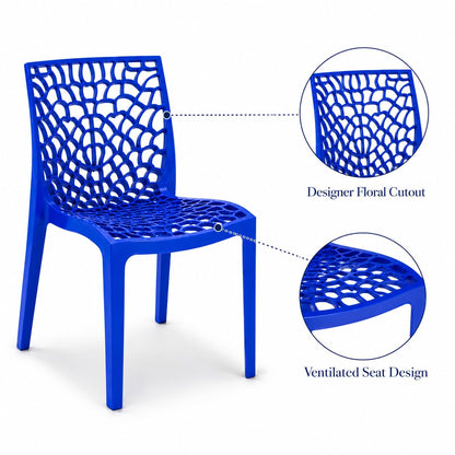 GURUBHAI EQUIPMENTS Dining Chair Plastic Chair for Home Restaurant Cafe Commercial Indoor Outdoor Seating Blue Pack of 4