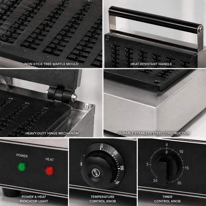 Commercial 6-Lolly Electric Waffle Maker with Timer & Temperature Control 16x38 - product view 6