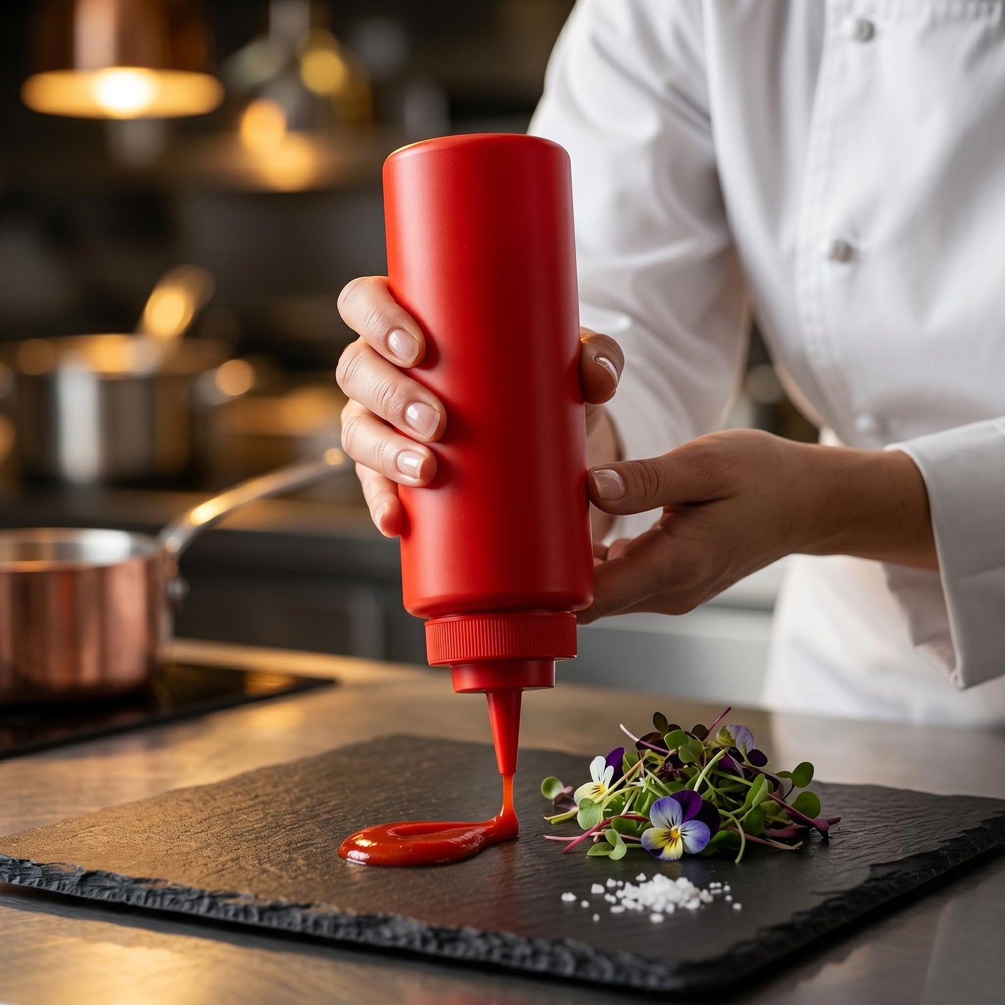 GURUBHAI EQUIPMENTS Ketchup Sauce Bottles | Commercial Squeeze Dispensers for Restaurants, Hotels, Cafeterias & Home Use | Reusable Plastic Bottle for Tomato Sauce, Chutney