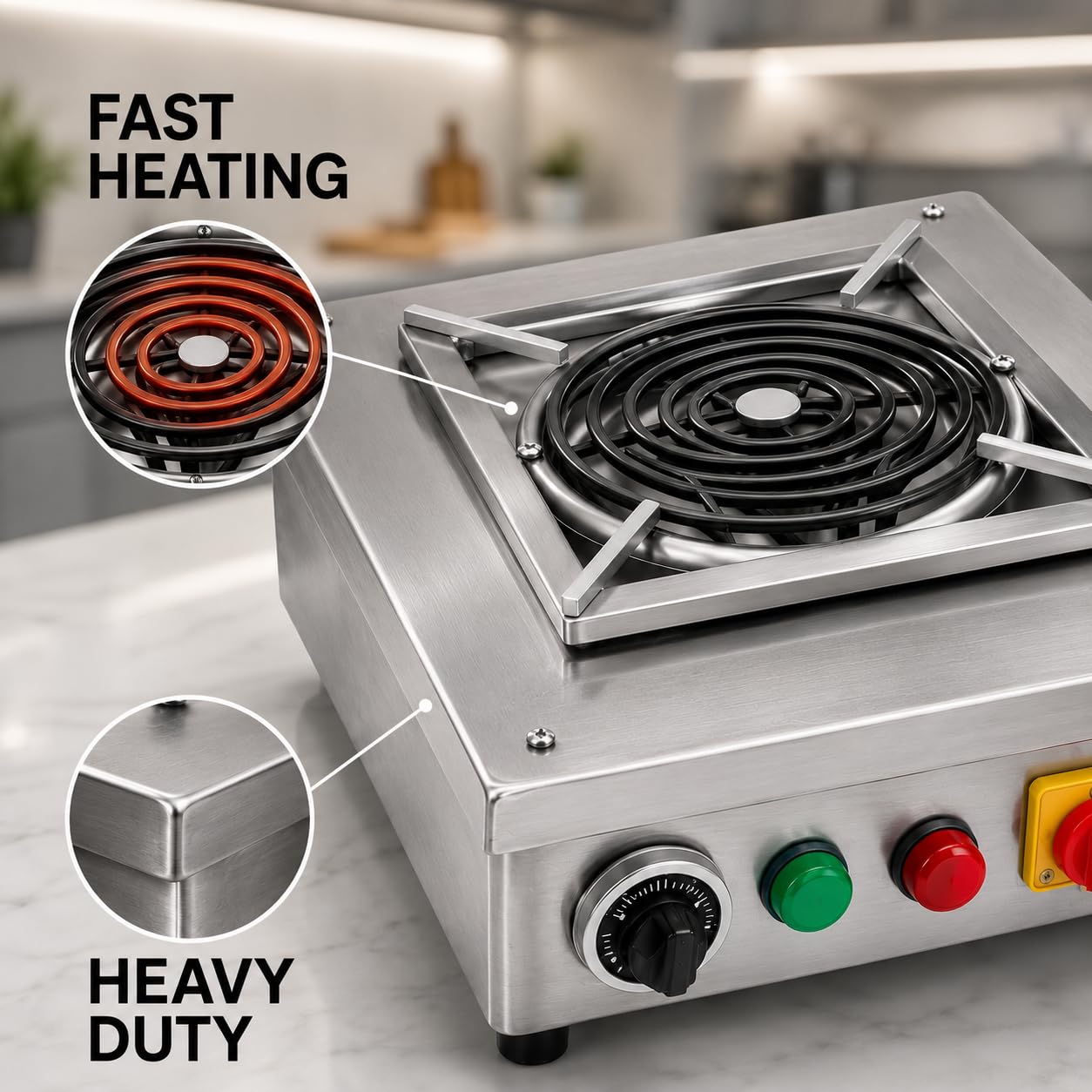 Gurubhai Equipment Commercial Induction Cooktop | Induction Stove with Temperature Control | Heavy Duty Induction Cooker for Restaurant, Hotel & Catering Kitchen