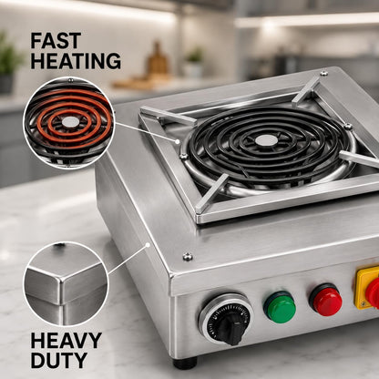 Gurubhai Equipment Commercial Induction Cooktop | Induction Stove with Temperature Control | Heavy Duty Induction Cooker for Restaurant, Hotel & Catering Kitchen (SS-IND-2000W)