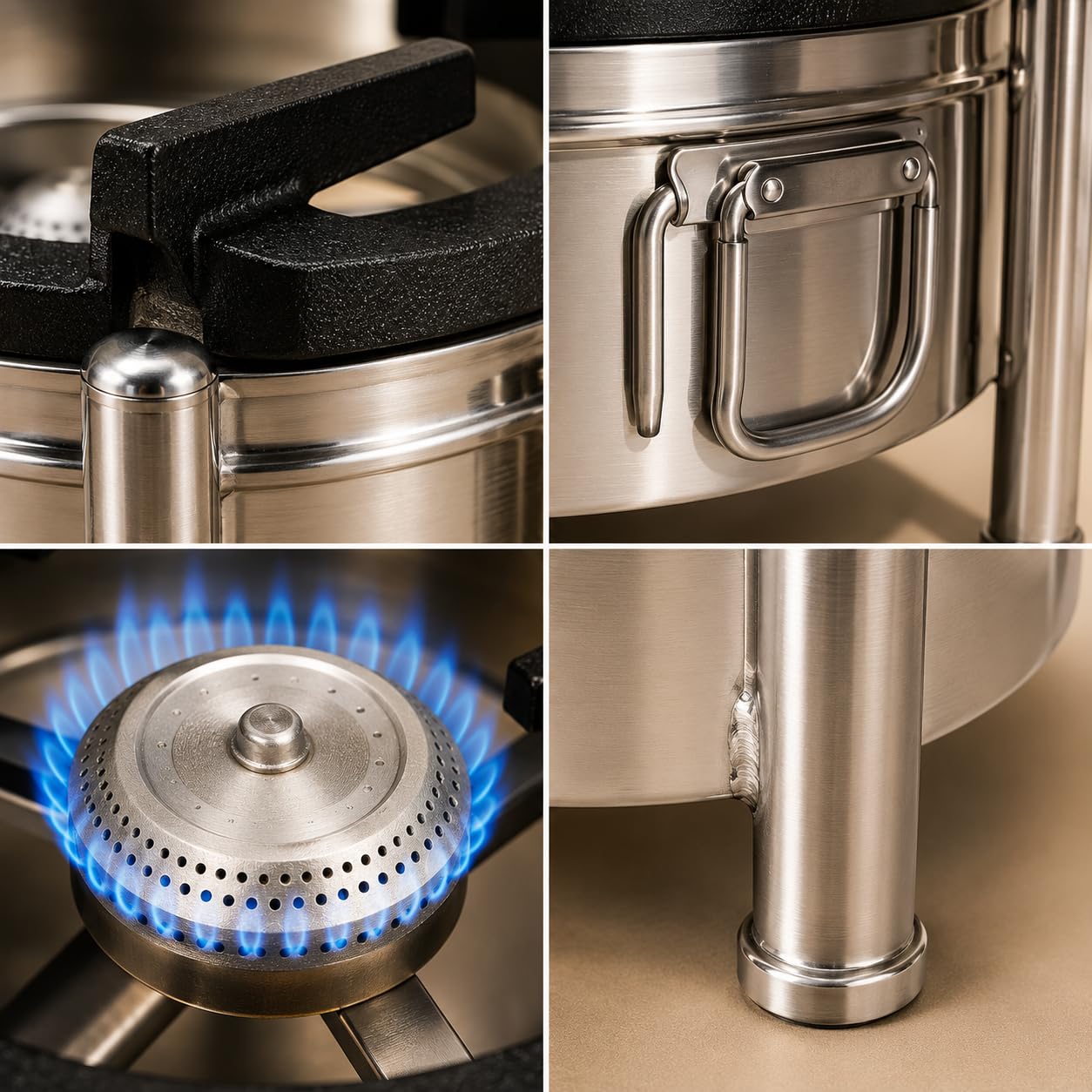 Gurubhai Equipments Round Catering Burner 10x10 Inch Heavy Duty LPG Gas Stove Commercial Cooktop for Hotel Restaurant Kitchen