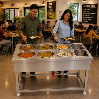 Gurubhai Equipments Electric Bain Marie Counter – Commercial Food Warmer GN Pans for Buffet, Restaurant, Hotel & Catering Service