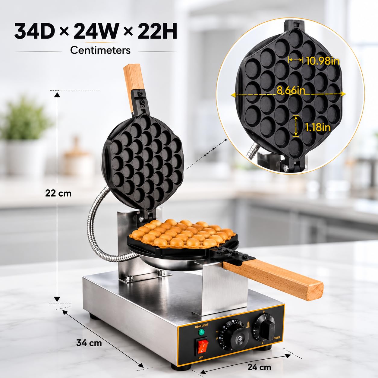 Gurubhai Equipments Commercial Waffle Maker Machine, Electric Belgian Waffle Baker, Professional Waffle Machine for Cafe Bakery Restaurant Food Stall