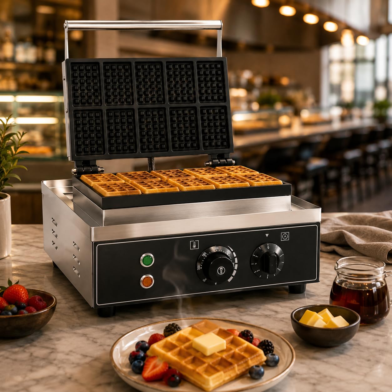 Gurubhai Equipments Biscuit Waffle Machine, Commercial Electric Biscuit Maker, Non-Stick Waffle Biscuit Baker for Cafe Bakery Restaurant