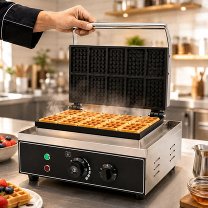 Gurubhai Equipments Commercial Waffle Maker Machine, Electric Belgian Waffle Baker, Professional Waffle Machine for Cafe Bakery Restaurant Food Stall