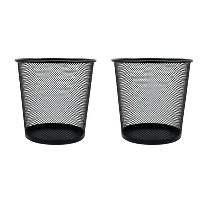 GURUBHAI EQUIPMENTS Metal Mesh Waste Bin | Black Dustbin for Office, Home, Kitchen, Study Room & Bathroom | Round Open Trash Can for Paper & Dry Waste (Steel Mesh, Rust-Resistant)