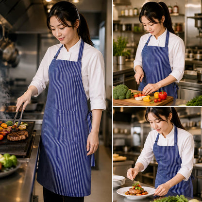 GURUBHAI EQUIPMENTS Chef Apron with Hat Set | Adjustable Kitchen Apron with Front Pocket for Men & Women | Professional Cooking Uniform for Restaurants, Cafés & Catering Use