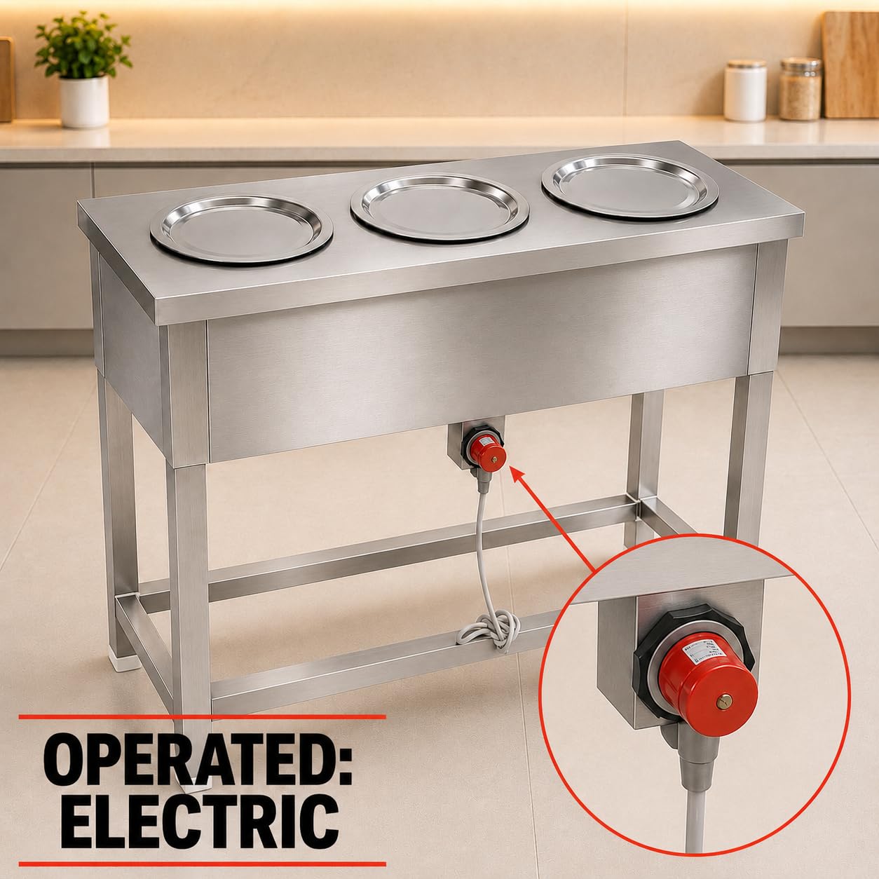 Gurubhai Equipments Electric Bain Marie Commercial Food Warmer Steam Table Buffet Counter for Restaurant Catering