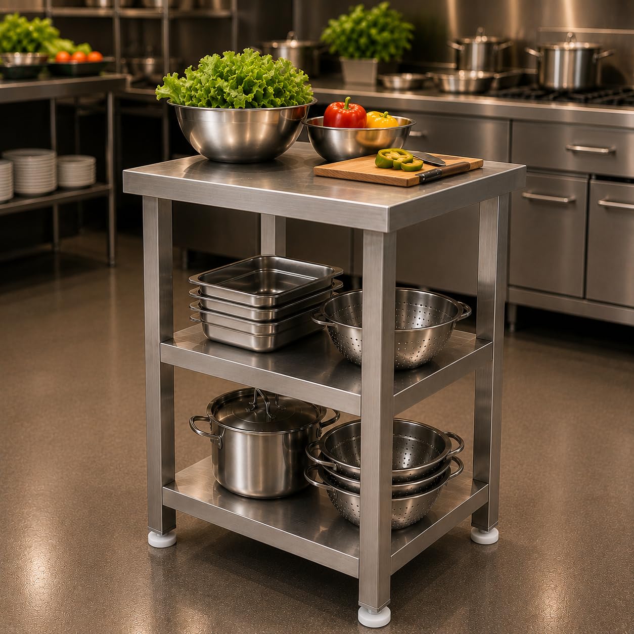 GURUBHAI EQUIPMENTS Kitchen Service Table SRV-TBL-24X24