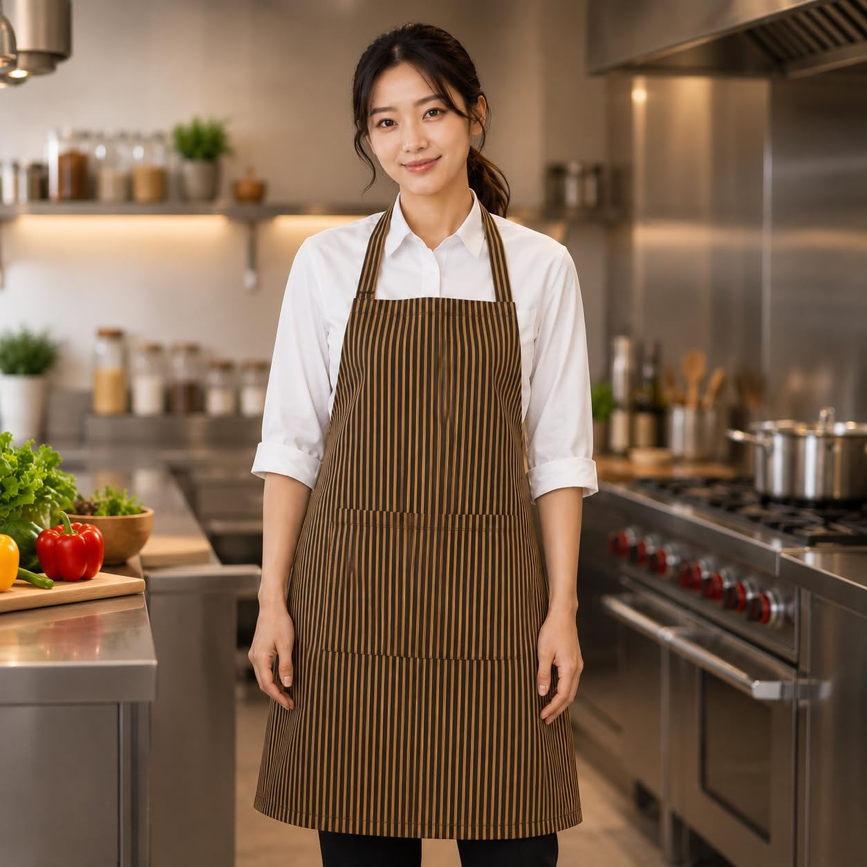 GURUBHAI EQUIPMENTS Chef Apron with Hat Set | Adjustable Kitchen Apron with Front Pocket for Men & Women | Professional Cooking Uniform for Restaurants, Cafés & Catering Use