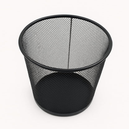 GURUBHAI EQUIPMENTS Metal Mesh Waste Bin | Black Dustbin for Office, Home, Kitchen, Study Room & Bathroom | Round Open Trash Can for Paper & Dry Waste (Steel Mesh, Rust-Resistant)