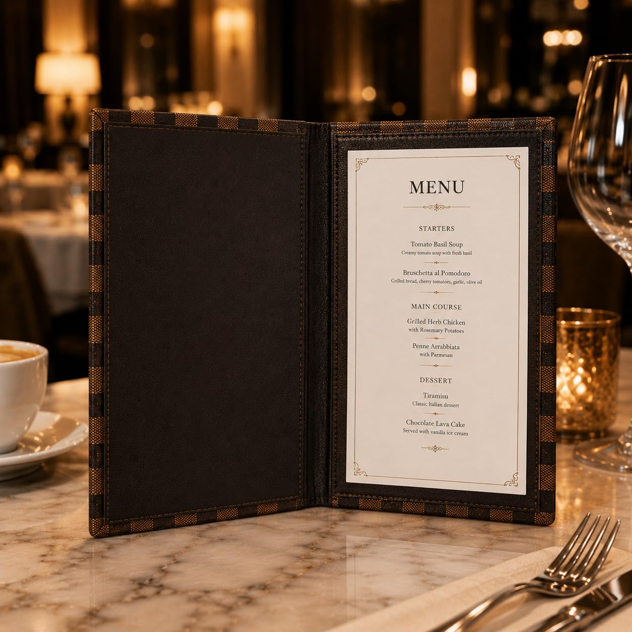 Gurubhai Equipments PU Leather Restaurant Menu Folder – Set of 3 | Durable Menu Covers with Transparent Sleeves | Professional Menu Holder for Hotels, Cafes, Bars & Restaurants