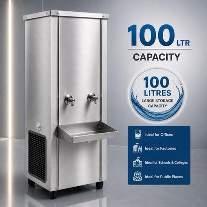 Gurubhai Equipments 40L Stainless Steel Water Cooler | Commercial Drinking Water Cooler Machine | Heavy Duty Electric Water Cooler for Office, School & Restaurant