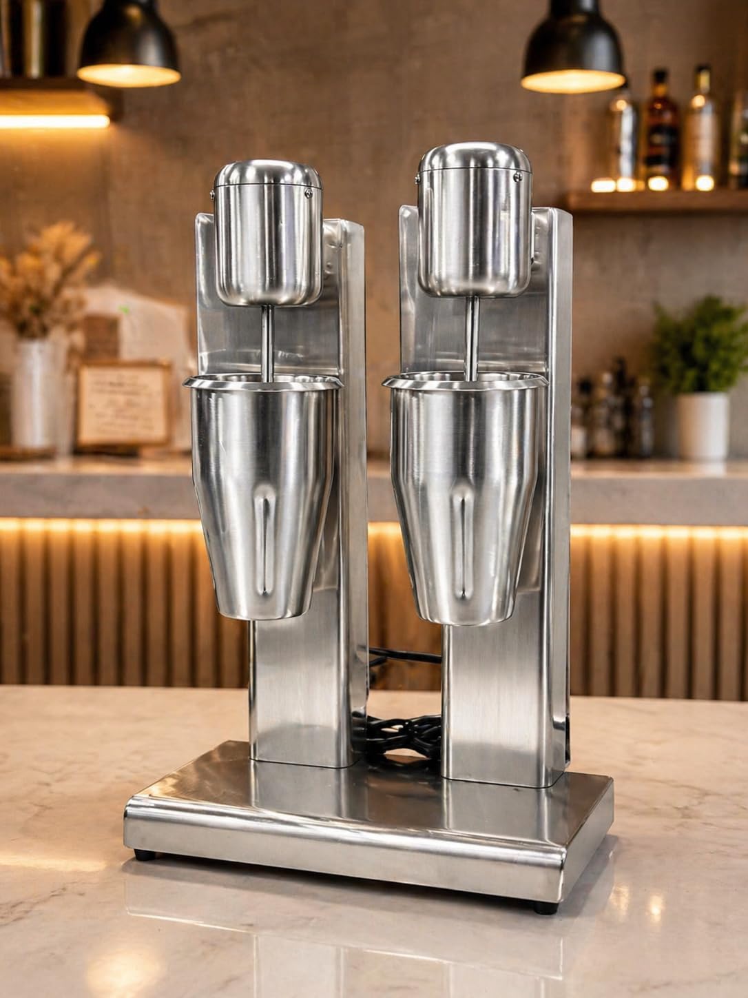 Gurubhai Equipments Commercial Milkshake Maker | Heavy-Duty Double Mixer | Electric Blender Machine with Mixing Cups for Milkshakes, Smoothies, and Drinks