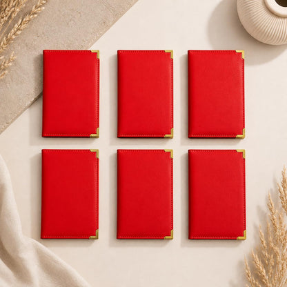 Gurubhai Equipments Red PU Leather Bill Folders – Set of 6 Premium Check Presenters for Restaurant, Hotel & Café | Durable Receipt Holders with Elegant Design for Dining Table Use