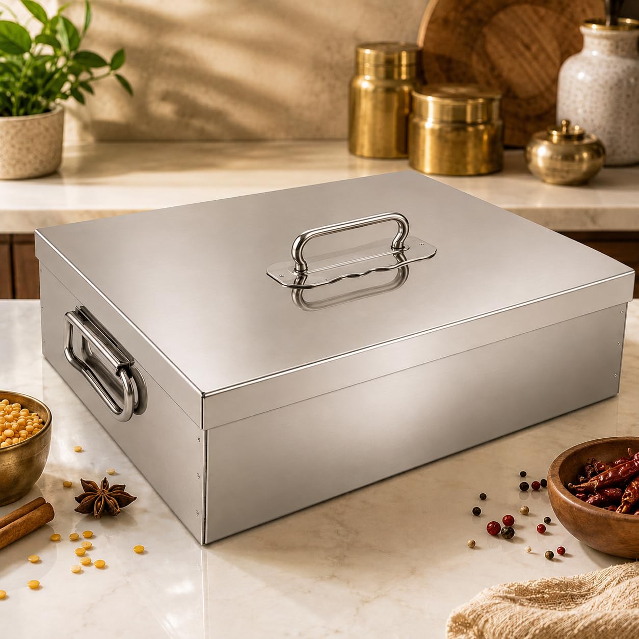 GURUBHAI EQUIPMENTS Stainless Steel Masala Peti 12 Compartments Spice Box Masala Dabba for Kitchen Spice Organizer