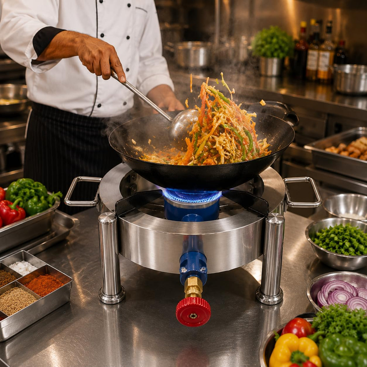 Gurubhai Equipments Round Catering Burner Heavy Duty LPG Gas Stove