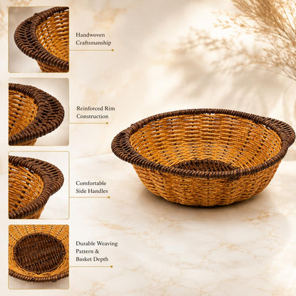 Gurubhai Equipments Wicker Basket with Handle, Handwoven Storage and Carry Basket for Home, Kitchen, Laundry and Gift Hampers (2)