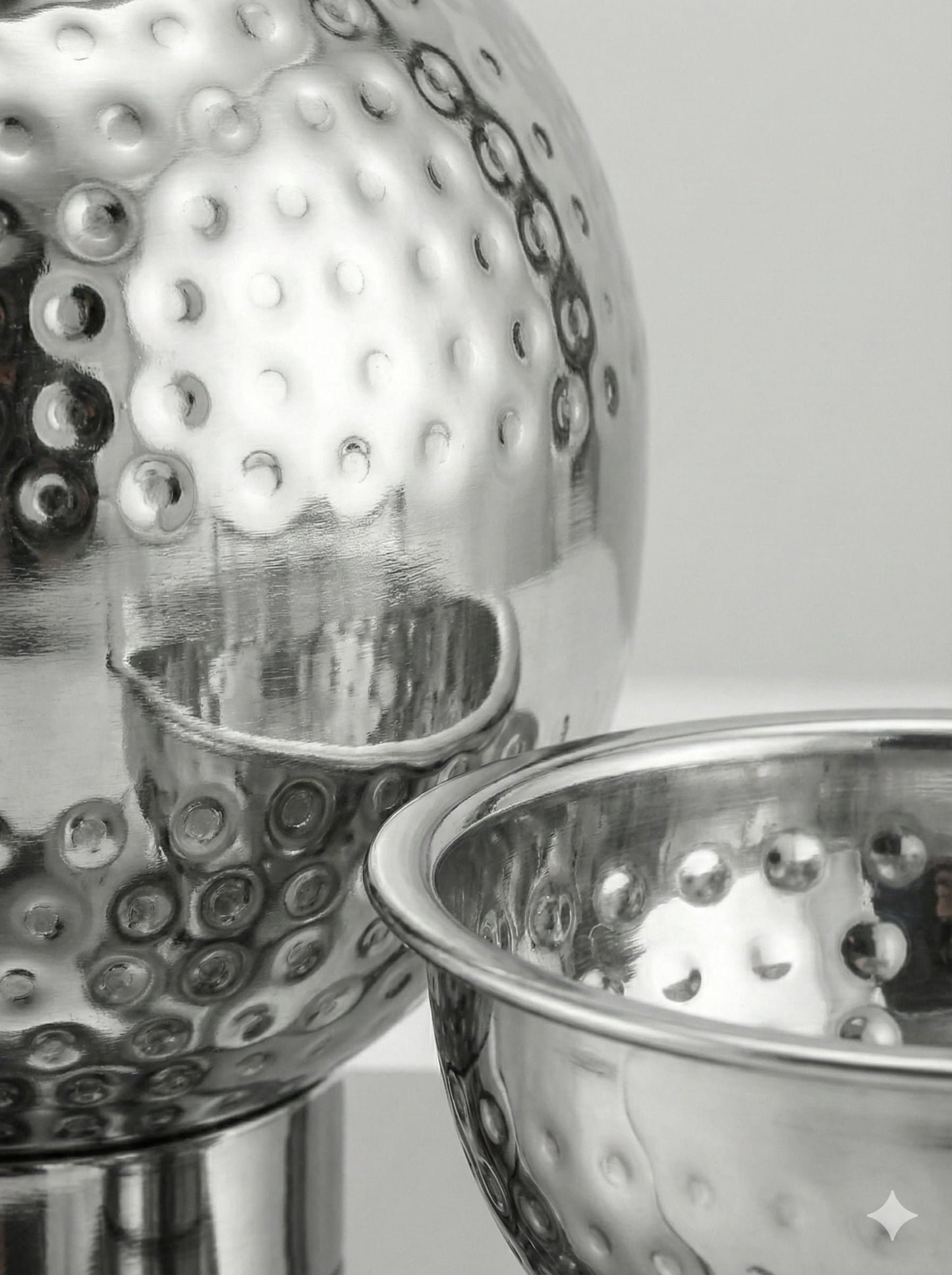 Gurubhai Equipments Hammered Stainless Steel Pani Puri Matka Set – 2 Water Matkas & 3 Serving Bowls
