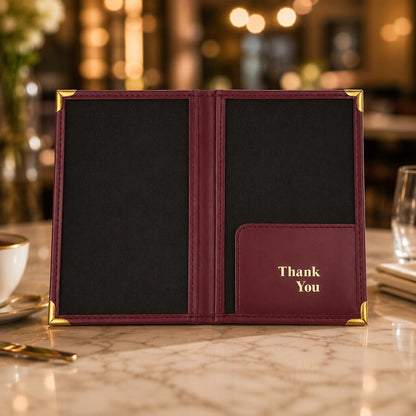 Gurubhai Equipments Bill Folder for Restaurant & Café Receipt Presenter with Thank You Print – Durable Menu & Receipt Holder for Hotels, Dine-In & Billing