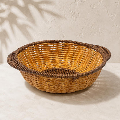 Gurubhai Equipments Wicker Basket with Handle, Handwoven Storage and Carry Basket for Home, Kitchen, Laundry and Gift Hampers