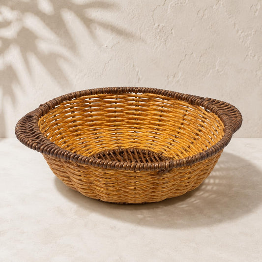 Gurubhai Equipments Wicker Basket with Handle, Handwoven Storage and Carry Basket for Home, Kitchen, Laundry and Gift Hampers