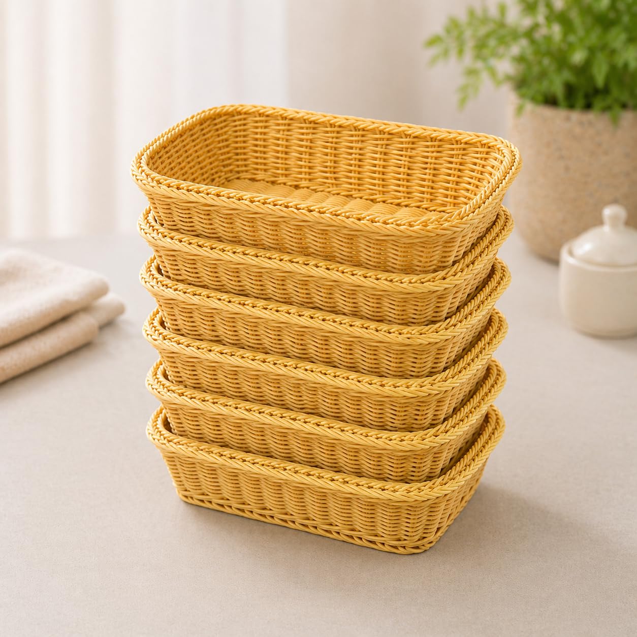 Gurubhai Equipments Wicker Basket with Handle, Handwoven Storage and Carry Basket for Home, Kitchen, Laundry and Gift Hampers