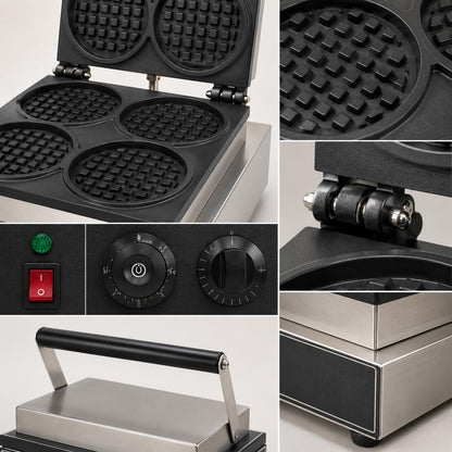 Gurubhai Equipments Commercial Waffle Maker Machine, Electric Belgian Waffle Baker, Professional Waffle Machine for Cafe Bakery Restaurant Food Stall