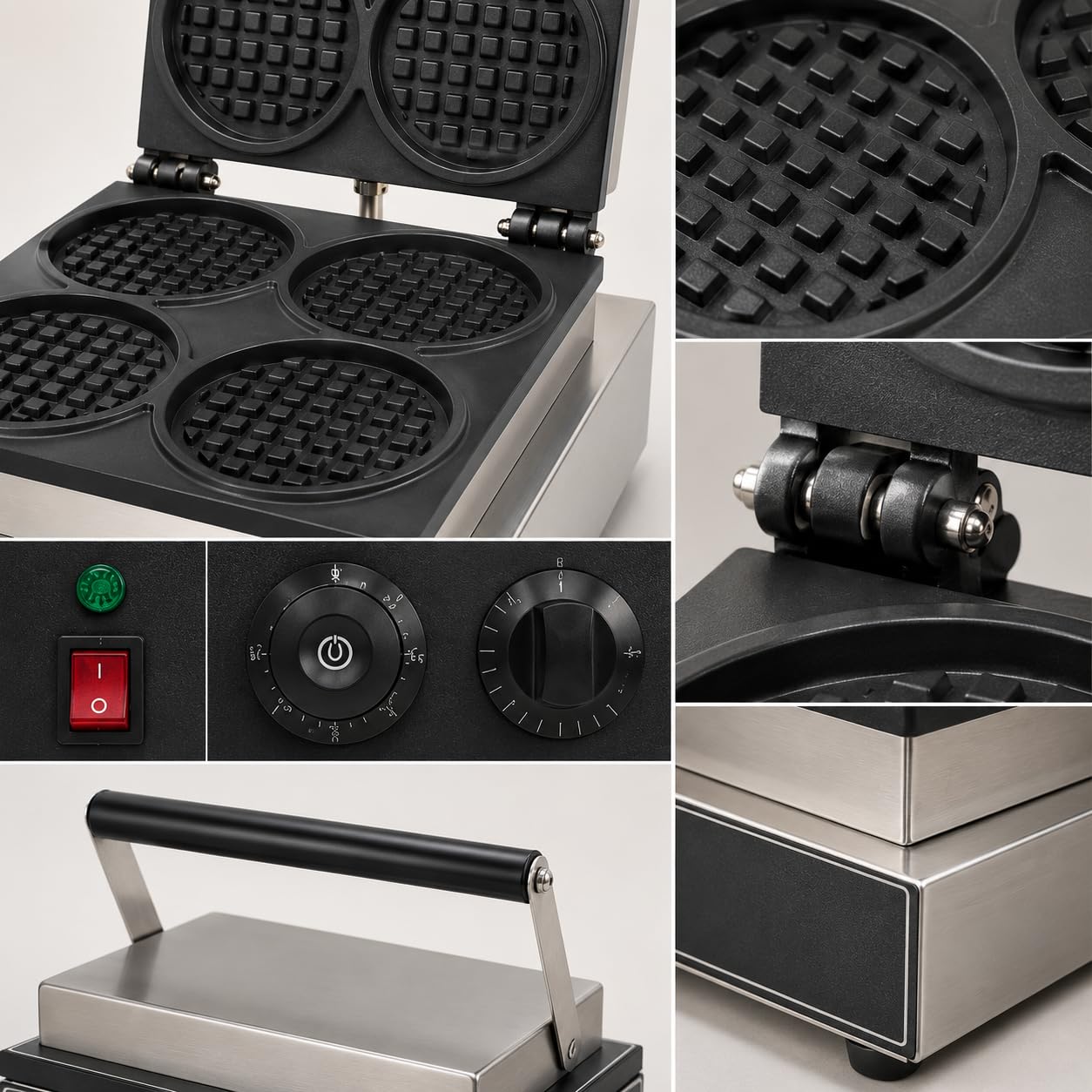 Gurubhai Equipments Round Rotating Waffle Machine, Commercial Electric Waffle Maker Machine, Professional Belgian Waffle Maker for Cafe Bakery